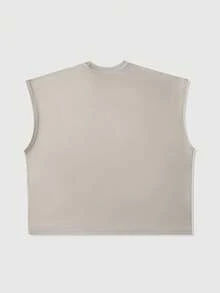 ROMWE MEN Camiseta de tirantes holgada con gráfico de ojo para hombre, de verano - Gris Claro - Ver 3