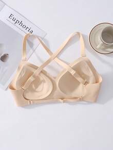 1件裸色贴身女士舒适性感多功能凝胶衬垫不可拆卸衬垫文胸 - 杏色 - 查看 7