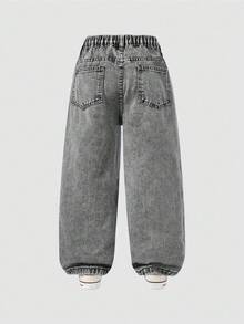 Jeans ampi da ragazza stile Y2K, jeans oversize a gamba larga, jeans ampi da ragazza, jeans larghi, nuovi arrivi 2025, jeans stile estetico con fiocchi di neve, lavati, strappati, ricamati, pantaloni a zampa, jeans con fiori, jeans carini con margherite per bambine stile anni '90, jeans grigi larghi e comodi, con fiori bianchi e marroni - Grigio - Visualizzare 2