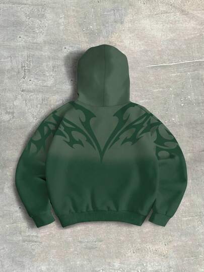 Street Life Men's Minimalist Gothic Printed Long Sleeve Hoodie