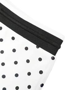 INAWLY 女士波点印花扭结开衩休闲复古半身裙 - 彩色 - 查看 6