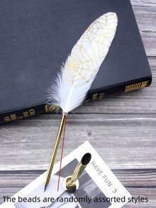 1 件欧洲复古英式金色羽毛笔书法书写工具，适合婚礼圣诞派对礼物教师学生维多利亚文学主题装饰 - 彩色 - 查看 20