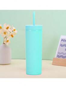 This Frosted Double-Walled Plastic Cup Features A Matte Waterproof Coating, Is Reusable, And Has A 480ml/16oz Capacity. Suitable For The Office, Restaurants, Outdoor Activities, Mother's Day Gifts, And Car Use. - Multicolor - View 4