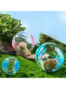 1 pieza Rueda giratoria para hámster con soporte, disco giratorio para hámster, bola de ejercicio de cristal transparente, suministros de juguetes para mascotas pequeñas - Multicolor - Ver 4