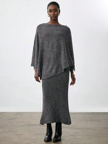 Aveloria Modichic 两件套：优雅针织罩衫和吊带连衣裙 - 深灰色 - 查看 3