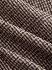 SHEIN MOD Abrigo largo sin mangas estilo trench de mujer minimalista y casual en color caqui con estampado de pata de gallo vintage, estilo "Old Money" para otoño/invierno