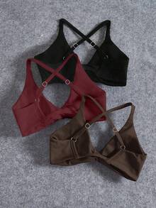 Easithlete 无缝瑜伽运动文胸/前部扭纹设计/适合运动和日常穿着 - 彩色 - 查看 2