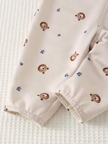 Cozy Pixies 2件套男婴纯色袖口针织装饰柔软圆领长袖套头衫和背带裤套装，可爱休闲日常穿搭 - 彩色 - 查看 7