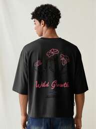 SWAVVY Knitted Men's Fashionable Casual Floral Pattern Loose Fit Short Sleeve T-Shirt