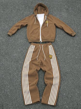 Manfinity Sporsity 男士休闲抽绳连帽卫衣套装