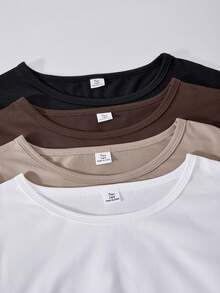 SHEIN Sparklyn Bốn chiếc áo thun dài tay ôm sát, nhiều màu sắc, phù hợp cho các bé gái tuổi teen. Áo thun cổ tròn, dệt kim, co giãn cao, ôm sát, dáng ngắn, hoàn hảo cho trang phục thường ngày và nhiều lớp áo đa năng, phù hợp cho mùa xuân và mùa thu. - Nhiều màu - Xem 3