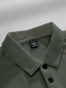 Manfinity Homme 男士纯色绿色宽松短袖半襟休闲夏季 Polo 衫