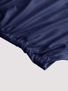 SHEIN Girlism Tween Girl Fitted Casual Crew Neck Ruffle Flare Sleeve Long Sleeve T-Shirt, Long Sleeve Tops - Navy Blue - View 3