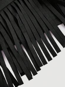 SHEIN MOD 2 pièces Ensemble de franges  marron pour femmes, convient pour les festivals de musique, tenue western