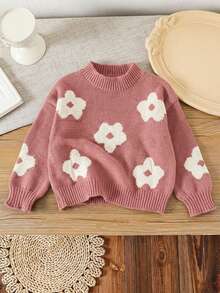 SHEIN Emery Rose Kids 秋冬季少女碎花休闲毛衣