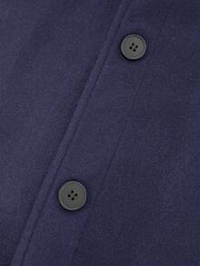 Manfinity Mode 男士时尚冬季拉链纽扣大衣 - 藏蓝色 - 查看 5