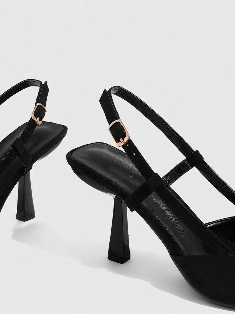 CUCCOO SZL Women's Adjustable Buckle Pointed Toe Pumps, Minimalist & Versatile For Work And Commute