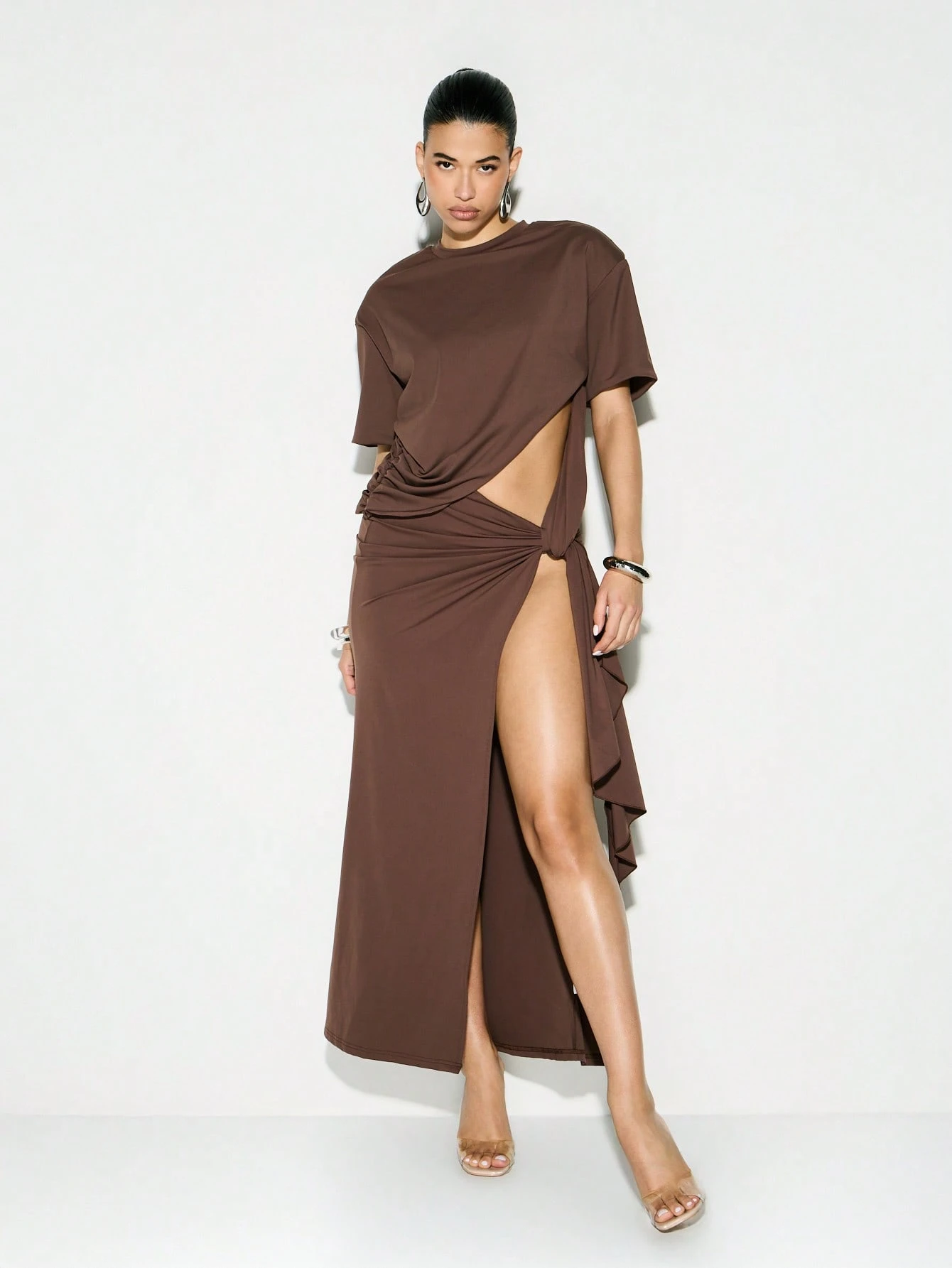 KIZN Cut Out Detail Tie Waist Maxi Dress