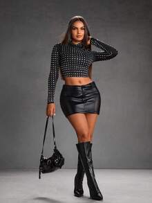 CUCCOO SZL Women's Pointed Toe High Heel Knee-High Boots, Fashion Daily Wear Valentine's Day - Black - View 2