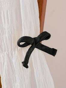 SHEIN Young Girl' Floral Textured Pastoral Style Puff Sleeve Bow Decor Yellow Dress, Autumn - Black and White - View 7