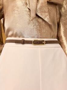 MOTF PREMIUM SLIM GOLDTONE BUCKLE BELT ELEGANT,SCHOOL - Coffee - View 7