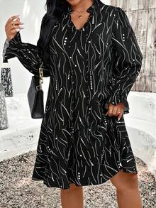 EMERY ROSE Vestido casual de línea A con estampado para mujer talla grande