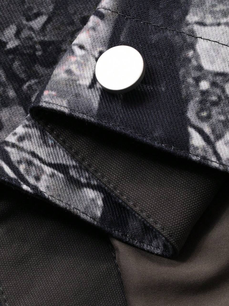 Men's Digital Print Patchwork Collar Design Jacket And Coat, Autumn/Winter