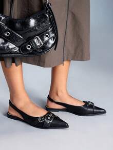 CUCCOO GRLICON 女士尖头套脚时尚休闲乐福鞋 - 黑色 - 查看 4