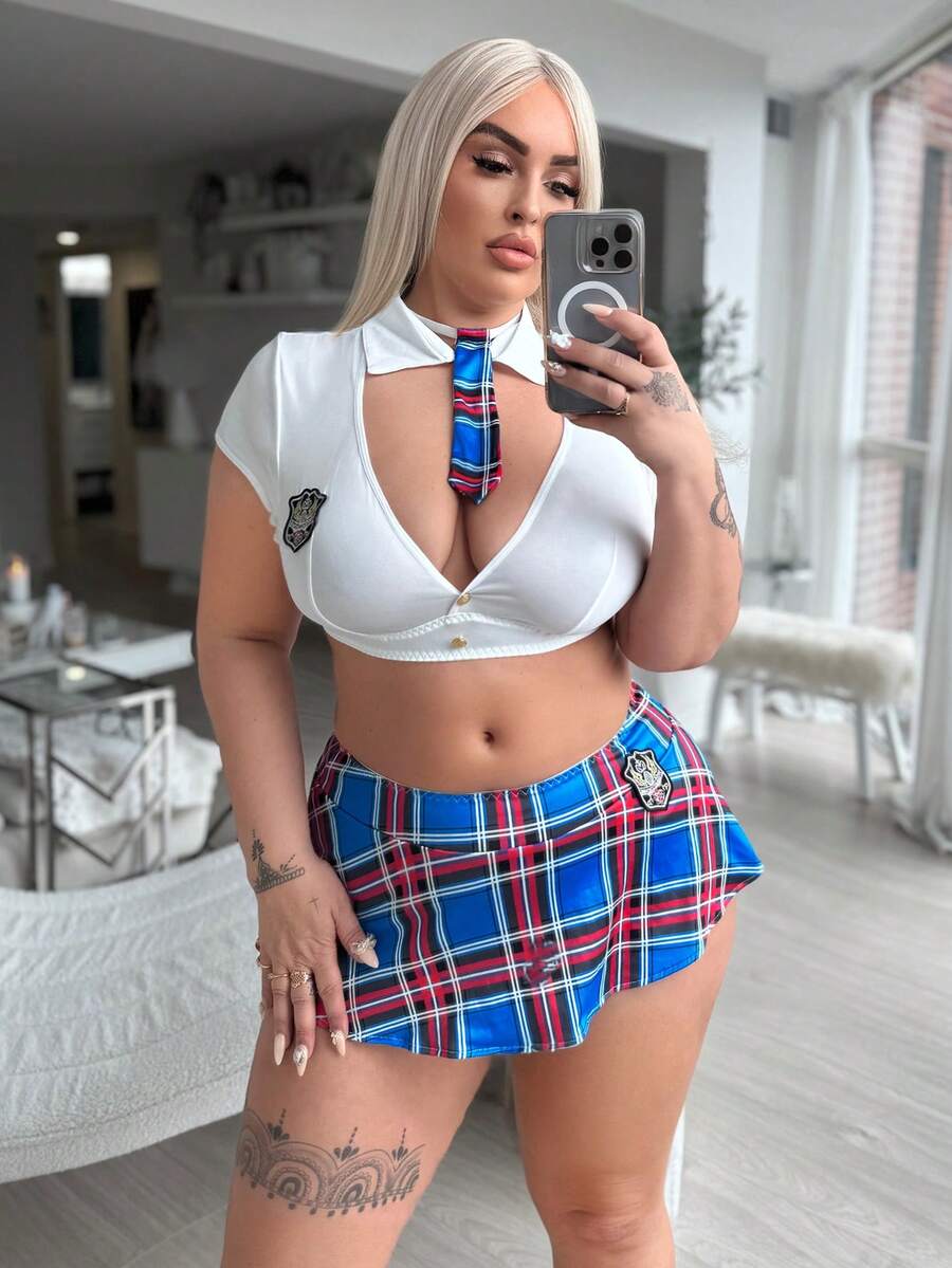 3pcs Set Women Sexy Milk Silk Bright Color Printed Preppy Style Mini Skirt Suit - Multicolor - View 1