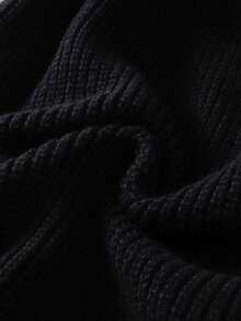 INAWLY Plus Size Women Contrast Color Long Sleeve Sweater Vest - Black - View 8