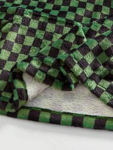 ROMWE MEN Street Life Men's Casual Checkered Print Hoodie Sweatshirt, Autumn/Winter - Multicolor - View 5