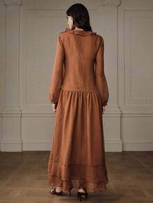 Aveloria Rosie 宽松度假风连衣裙，喇叭袖设计，尽显法式优雅风情 - 亮橙色 - 查看 2