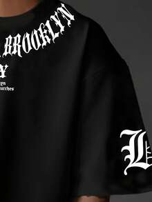 Manfinity Dauomo Áo thun nam cổ tròn tay ngắn in họa tiết thường ngày - Nhiều màu - Xem 3