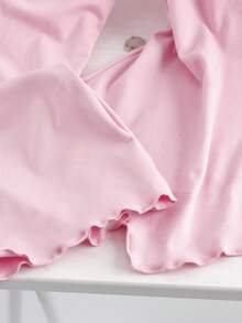 GlowEve CURVE Plus Size Women Elegant Casual Long Sleeve Asymmetric Floral Stretch Top, Autumn/Winter - Pink - View 4