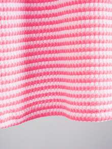 Rusticease 加大码外出上衣女士休闲条纹印花长袖宽松T恤，女士冬季服装 - 玫紅色 - 查看 4