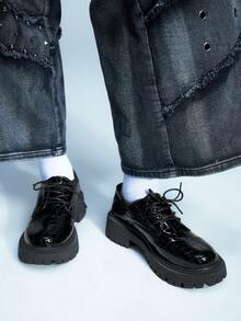 Sugerpunk Fashionable Commuter Versatile Thick Sole Platform Shoes - Black - View 3