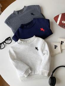 SHEIN 3件套男婴/女婴/男婴休闲百搭圆领卫衣，秋冬季百搭套装