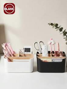 Madebyblanc 1 hộp đựng đồ trên bàn bằng tre có 5 ngăn, hộp đựng đồ dùng văn phòng chống ẩm chất lượng cao, hộp đựng bút, hộp đựng mỹ phẩm trong phòng tắm, giá để đồ đa năng trong phòng khách, hộp đựng trang sức đựng khuyên tai và nhẫn, sản phẩm lưu trữ và sắp xếp đồ dùng gia đình, thích hợp để đặt trên bàn làm việc, tủ, bàn trang điểm, bàn học ký túc xá, trở lại trường - nhiều màu - Xem 1