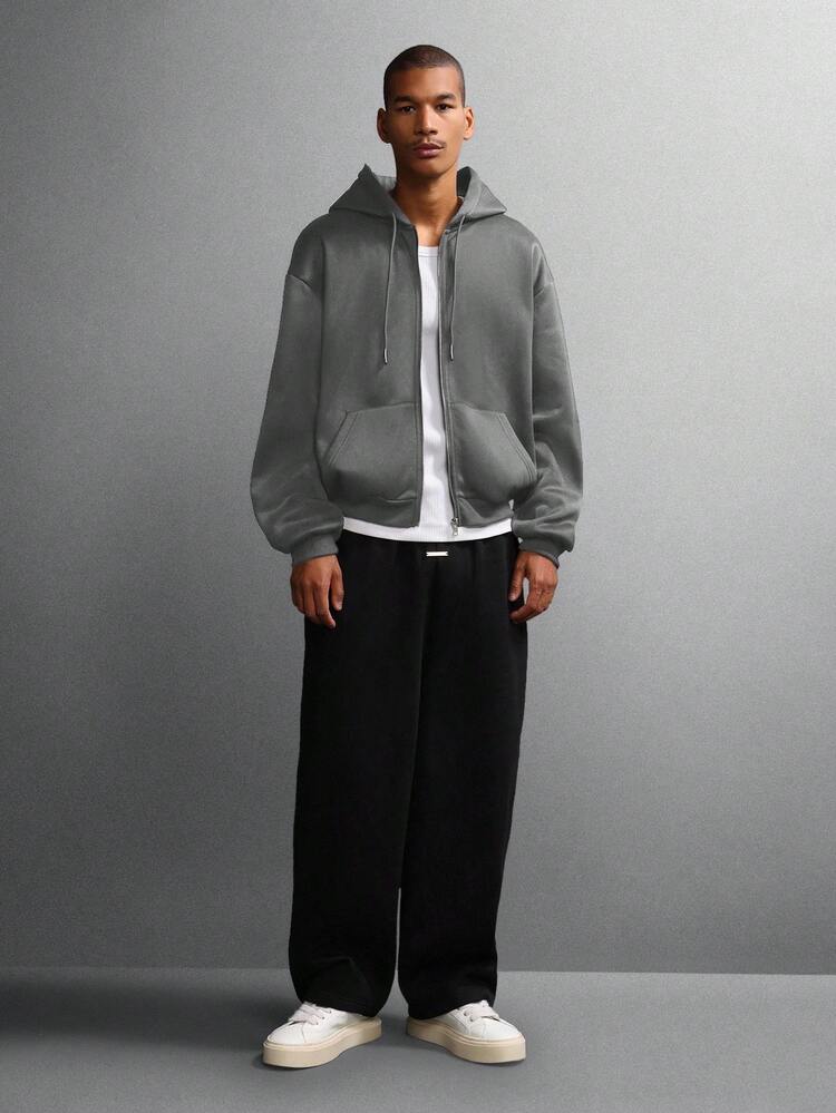 Classic Full Zip Hoodie With Drawstring And Centre Pockets