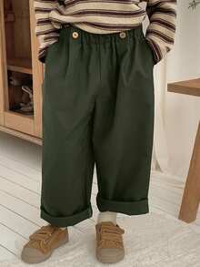 DAZY Pantalones sencillos de unicolor para niños pequeños - Verde - Ver 2