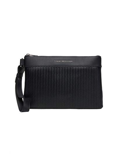 Tommy Hilfiger Metal Logo Men's Woven Pouch Black