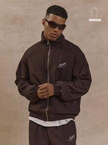 Musero Pinstripe Oversized Long Sleeve Zip Through PREMIUM Tracksuit Set Jacket Only High Neck No Hood Zip Up Pockets SPRING SUMMER - Multicolor - View 1