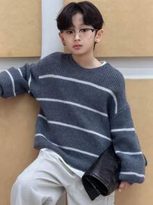 DAZY Tween Boy Sweater, Fall Spring - Dark Grey - View 2