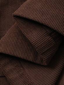 DAZY 女士纯色高腰工装口袋直筒休闲裙 - 棕色 - 查看 9