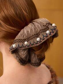 MOTF PREMIUM BROWN IMITATION PEARL CROCHETED HAIR BAND (RANDOM PATTERN) - Brown - View 8