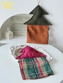 1 Piece Christmas Tree-Shaped Fabric Decorative Tissue Case - Novel Design With Hook For Hanging - Stylish & Cute - Suitable For Christmas - Hung In The Car, Bedroom, Kitchen - Multicolor - View 5