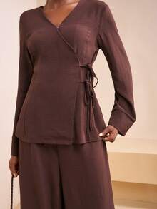 Zivah 2025 Early Autumn Winter New Style, Daily Dating, Commuting, Business, Lady Elegance, Beach, Cruise, Party, Simple, Popular, Birthday Party, Party High-End, Small Stand-Up Collar, Sleeveless, Umbrella Skirt, Maxi Skirt, Gold Silk Material Round Neck Long-Sleeved Top A-Line Skirt Military Green Women's Two Pieces Suit-A - Dark Green - View 6