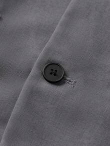 SHEIN 2 件套青少年男童夏季休闲学院绅士风格纯色西装外套和松紧腰正装裤套装，适合生日派对、晚会、表演、婚礼 - 灰色 - 查看 5