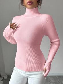 SHEIN Raffinéa Y2K Elegant Outdoor Knitted Pullover Sweater, Suitable For Commuting, Holiday, And Daily Wear - Baby Pink - View 5