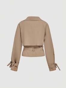 SHEIN MOD Áo khoác trench coat ngắn màu kaki cổ điển với thiết kế bất đối xứng và thắt lưng, phong cách học sinh, thập niên 70, giản dị, thoải mái, đi làm, phong cách quý tộc, lý tưởng cho trang phục đi học, giảng dạy và công sở Áo khoác lửng nữ Áo khoác trench coat ngắn Áo khoác buộc eo Áo khoác ngoài nữ Áo khoác nhẹ cho nữ, trở lại trường, giáo viên, đi chơi cho nữ, trang phục công sở thường ngày cho nữ, văn phòng, hòa nhạc đồng quê vào mùa thu/đông - Màu Khaki - Xem 2